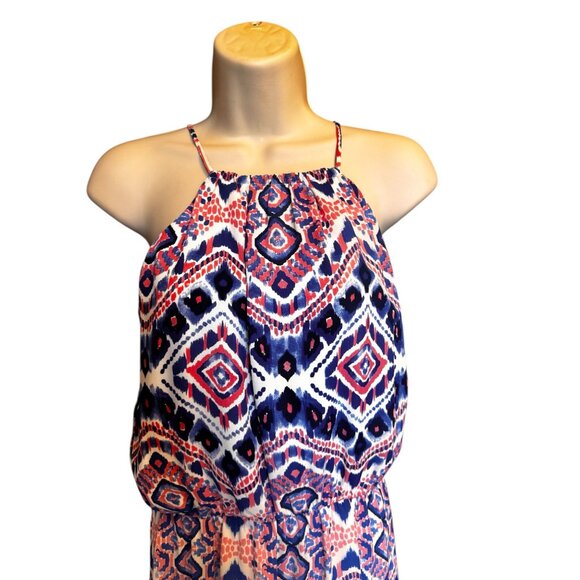Cremieux XS Women Maxi Dress Boho Geometric Print Sleeveless Halter Summer Beach - Picture 3 of 10